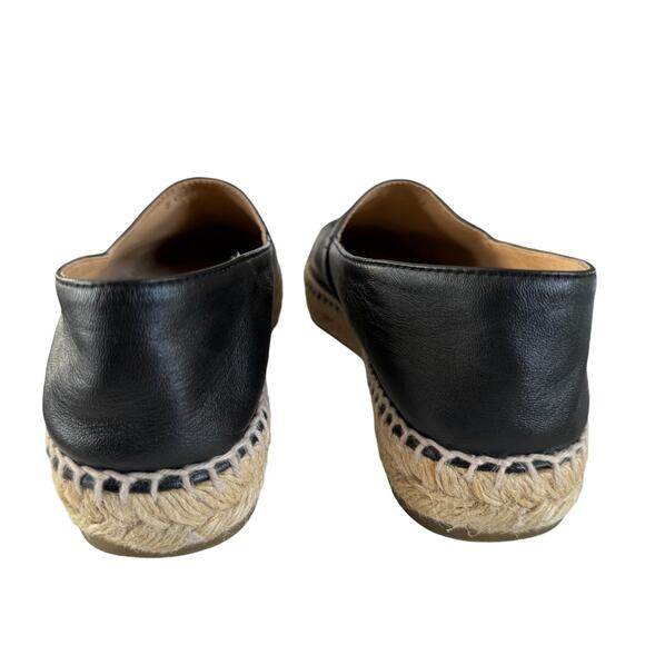 Chanel Black Leather Interlocking CC Logo Espadrilles Flats Size EU 39 - Picture 8 of 14